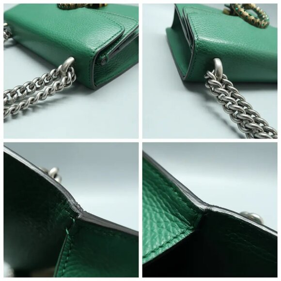 GUCCI Dionysus Green Leather Shoulder Bag 924-012525 - Picture 7 of 12